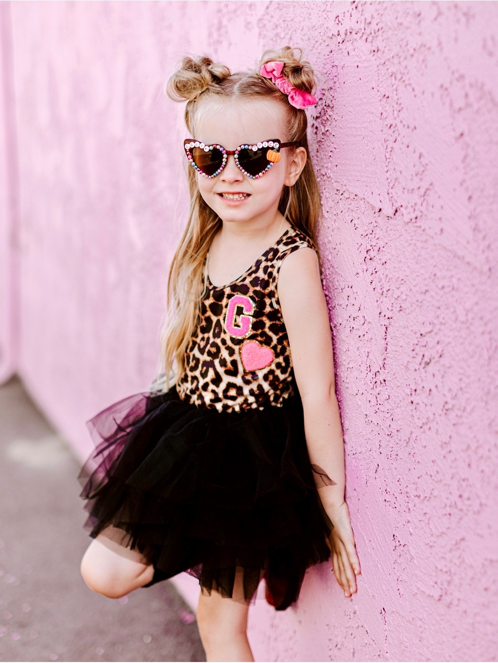 Leopard Print & Black Tulle Dress with G